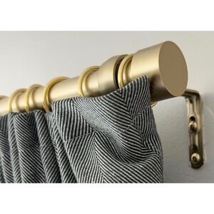 Umbra Cappa Curtain Rod 66-120 Inch Gold Brass 1" Diameter Modern Wall Mounted